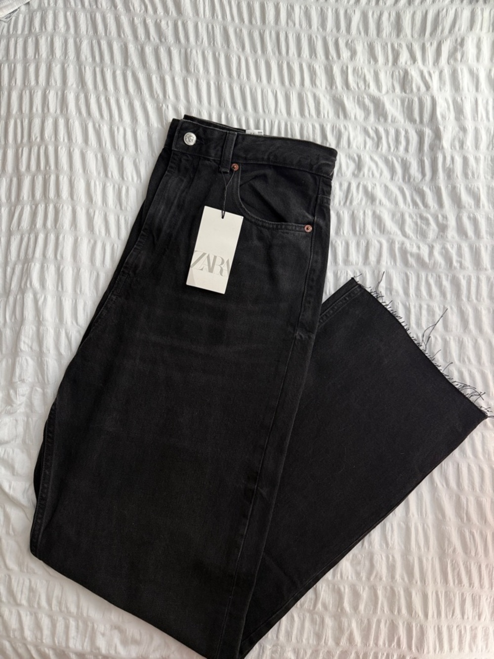 Zara Black Wide Leg Flare Jeans